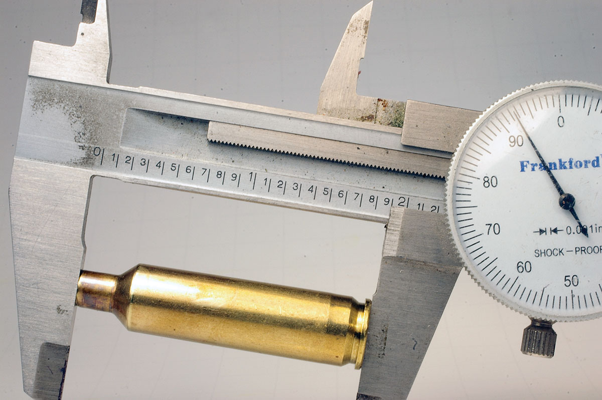 After being fired six times, this 22-250 Improved case has barely stretched in length.
